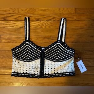 Jason Wu Black And Cream Resort
Beachy Crochet Crop Top Women's
Size 10